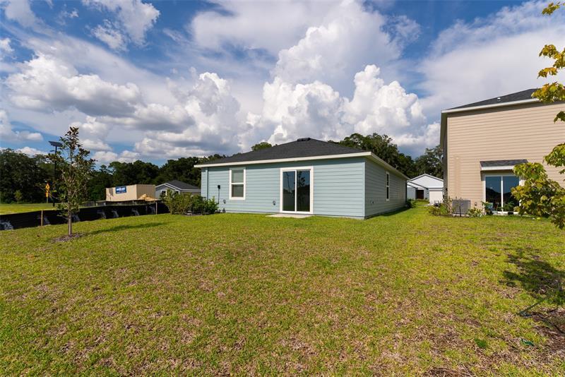 Backyard with fresh lawn